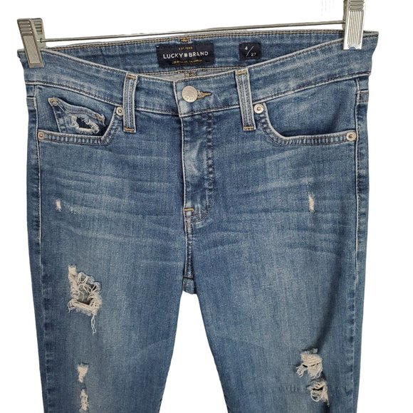 Lucky Brand Womens Size 4/27 Jeans Ava Super Skinny Denim Stretch Distressed - Picture 3 of 10